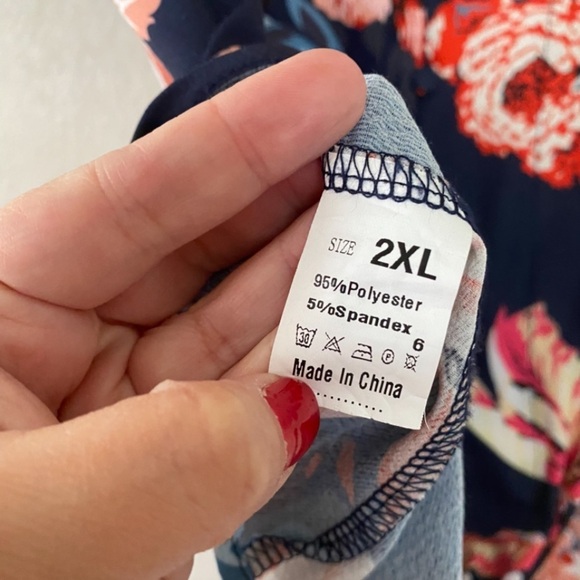 Blue Amaryllis Tie Front Blouse Women’s Plus Size 2X Flutter Cap Sleeves Button - Picture 5 of 8